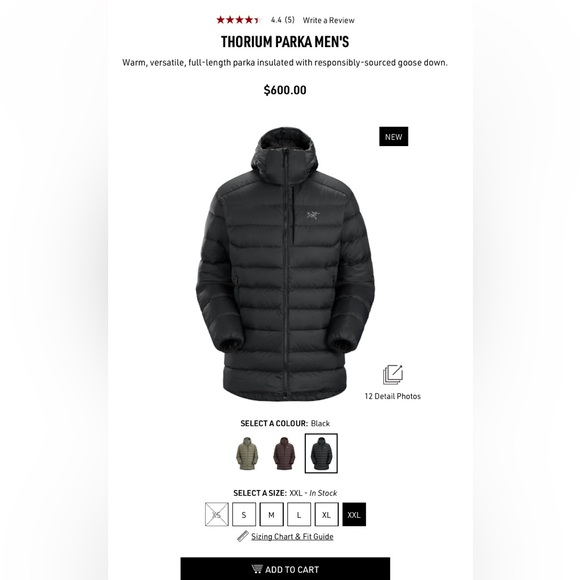 Black Men’s Arc’teryx Piedmont Coat - Picture 5 of 5